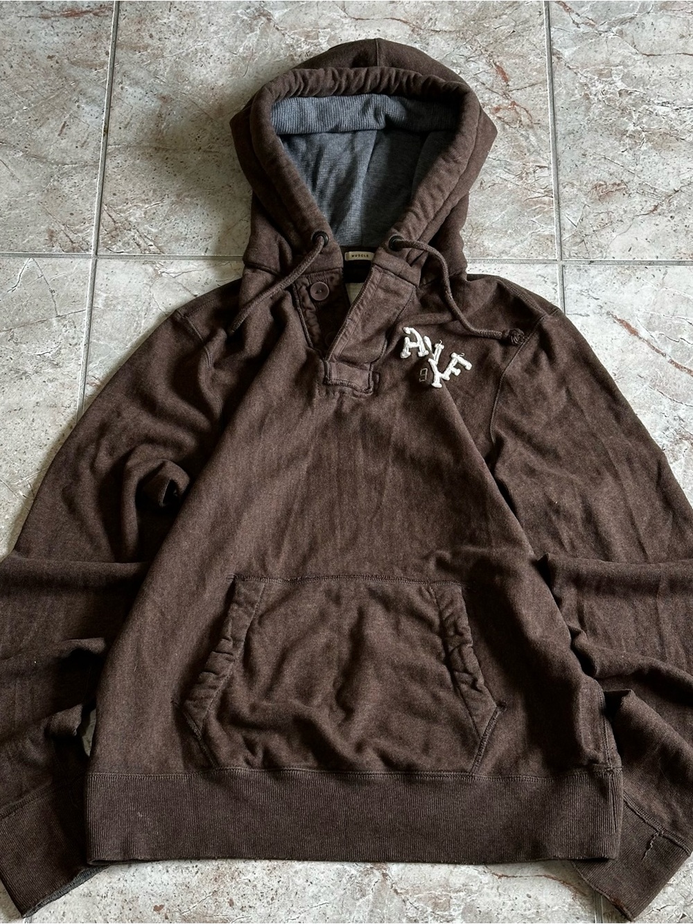 Vintage Y2K Abercrombie & Fitch Brown Muscle Hoodie